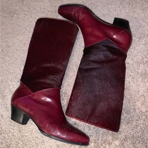 Vintage Salvatore Ferragamo Red/Burgundy Leather Boots